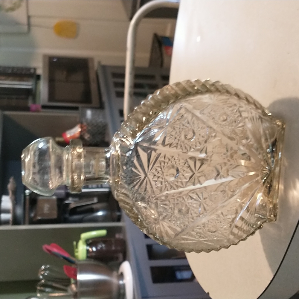 Vintage Mouquin Button and Daisy glass Brandy flask